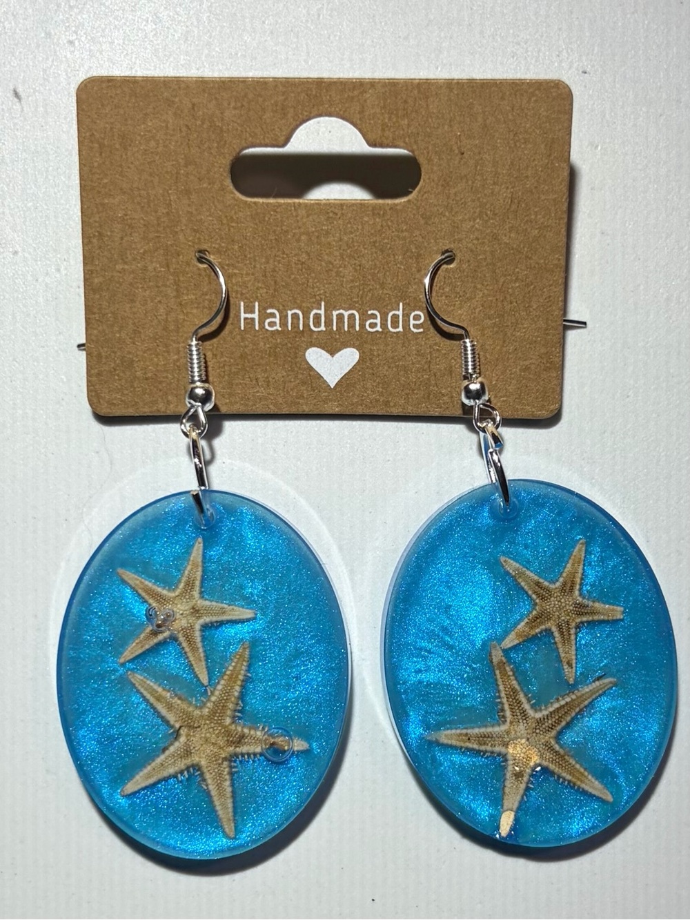 Blue Starfish Resin Dangle Earrings